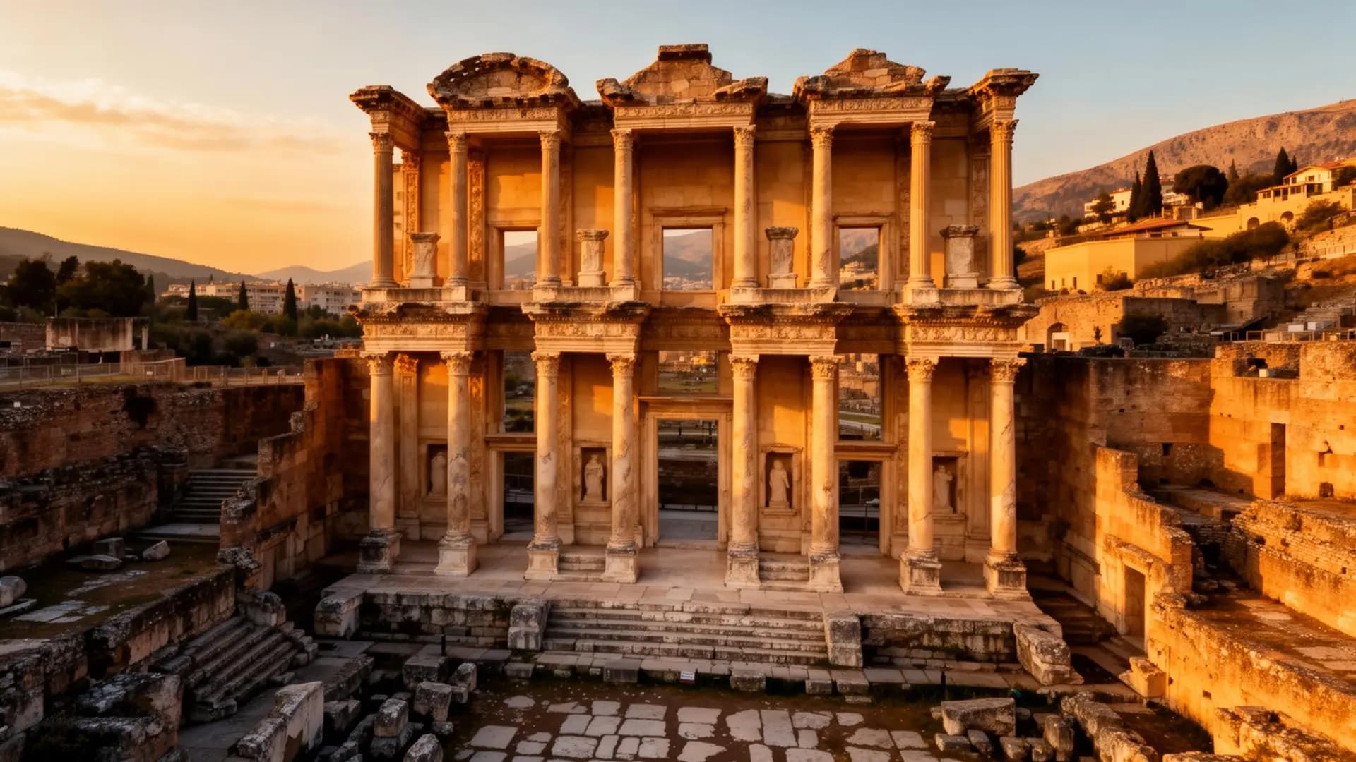 Ancient architecture at golden hour